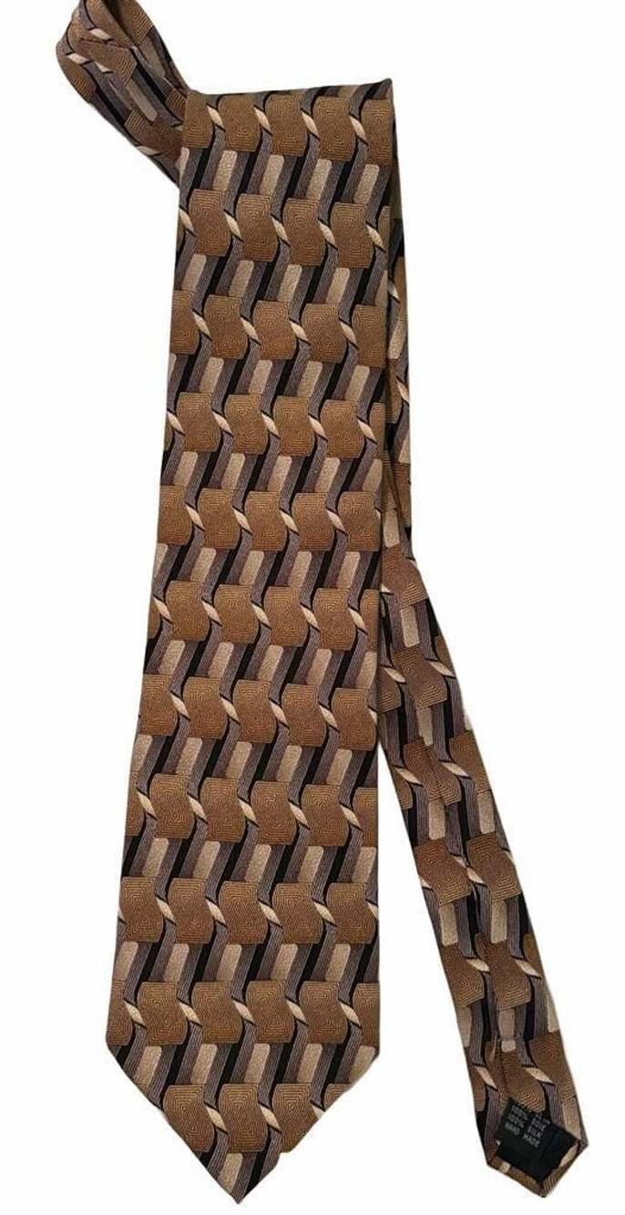 Enrico Guccini Geometric Silk Tie Brown Bronze Black